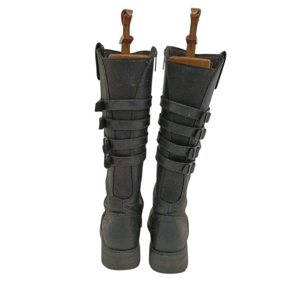 Harley-Davidson Josi 15 Inch Tall Black Leather Moto Boots 7.5 Buckle Biker - Picture 5 of 5